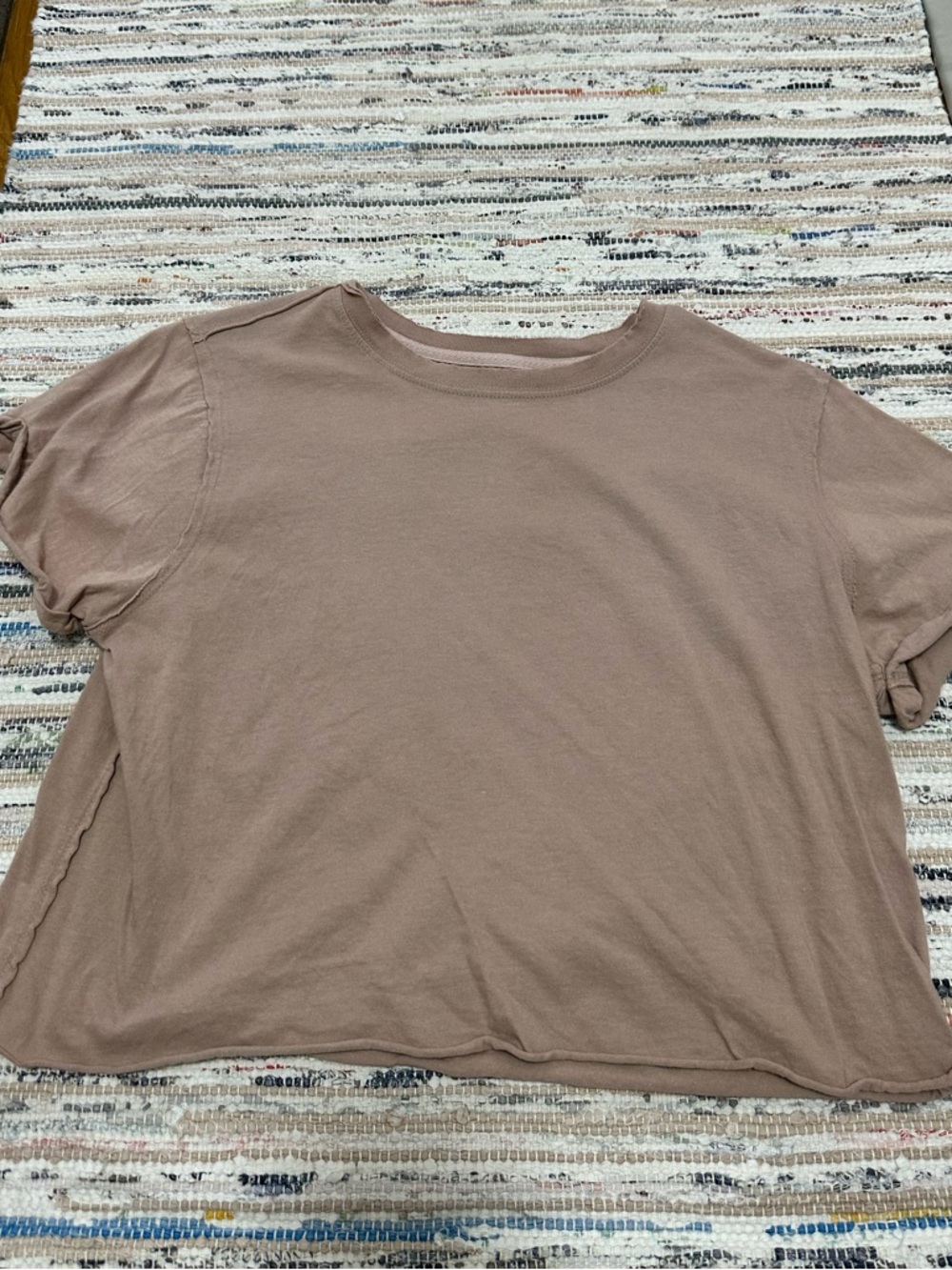 Free People Boxy Short Sleeve Tee in Taupe Brown